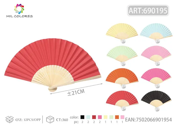 Abanico de papel 21CM Colores variados