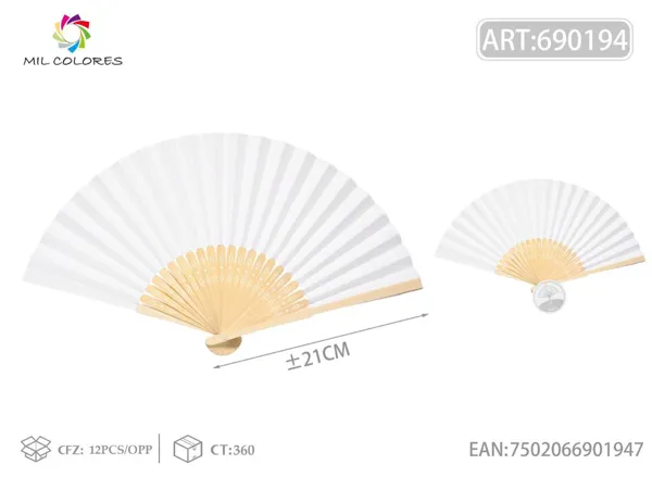 Abanico de papel de 21CM Blanco