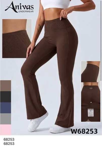 Pantalones deportivos acampanados de cintura alta para mujer-W68253