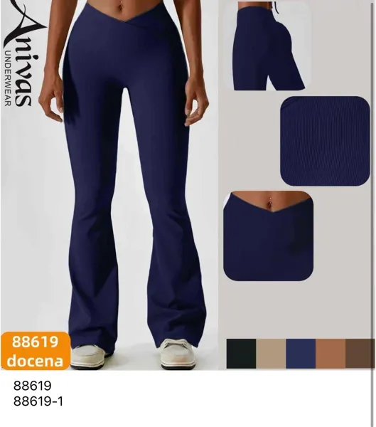 Leggings acampanados de mujer con cintura cruzada-88619