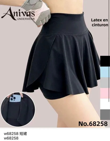 Falda deportiva con shorts integrados-W68258