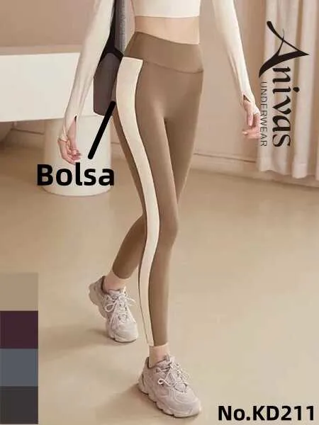 Leggings deportivos con franja lateral-KD211
