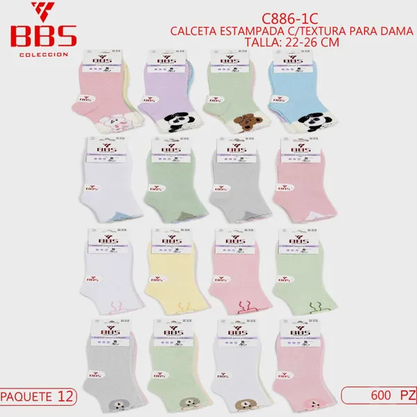 CALCETA ESTAMPADA C/TEXTURA PARA DAMA