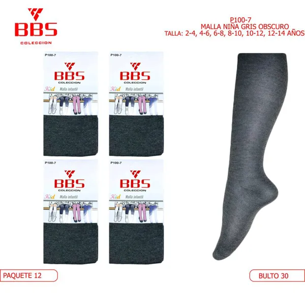 MALLA INFANTL GRIS OBSCURO 2-4, 4-6, 6-8, 8-10,10-12,12-14