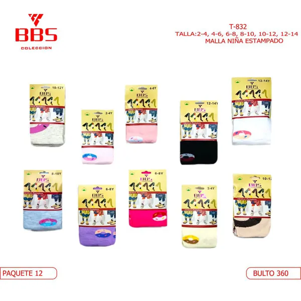 MALLAS INFANTIL COLORES ESTAMPADO DONAS 2-4,4-6,6-8,8-10,10-12,12-14