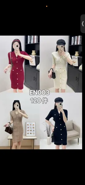 Vestido de punto tipo blazer con botones-EN003