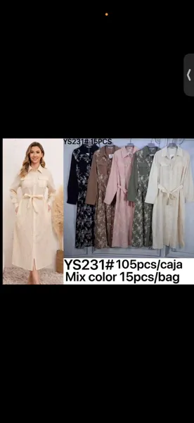 Vestido camisero largo con bordado-YS231