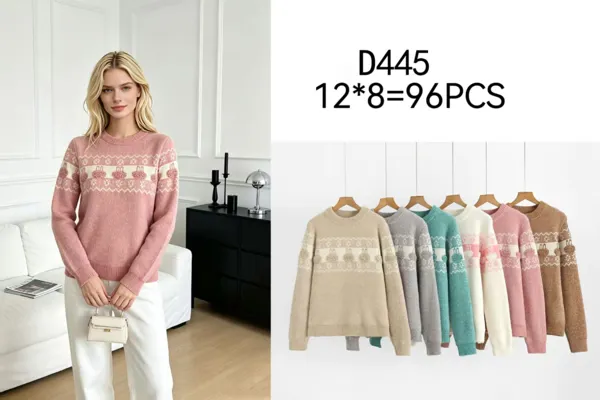 Suéter de punto con diseño de conejos-D445