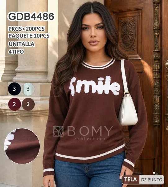Suéter jersey estampado ‘smile’-GDB4486