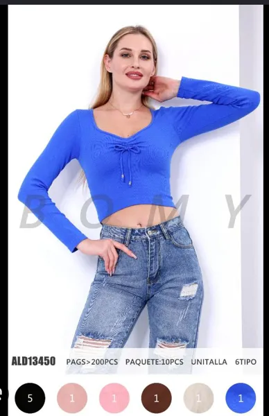 Top de manga larga con ajuste frontal-ALD13450