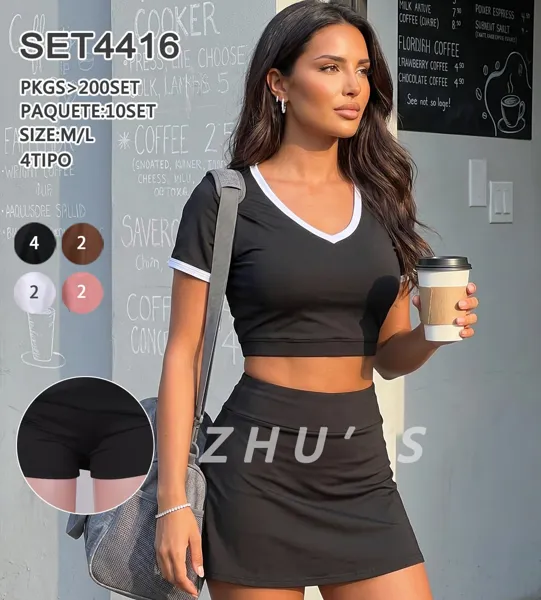 Conjunto deportivo de crop top y falda-short-SET4416
