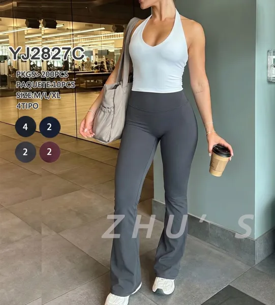 Leggings de cintura alta con corte acampanado-YJ2827C