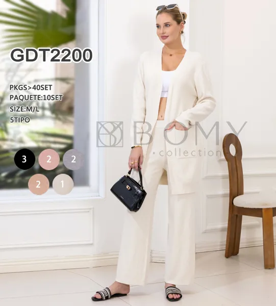 Conjunto de Cardigan y Pantalones de Punto-GDT2200