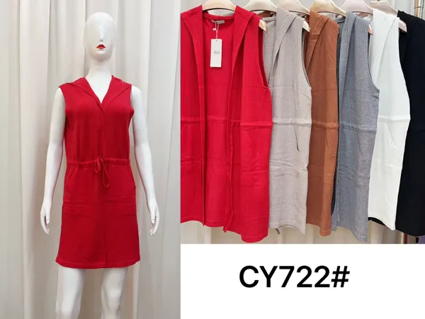 Chaleco con capucha y cordón ajustable-CY722