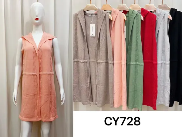 Chaleco Largo con Capucha-CY728