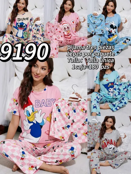 Pijama de Tres Piezas de Personajes Animados-9190