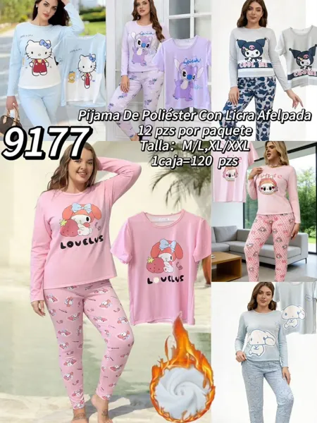 Pijama de Poliéster con Licra Afelpada-9177