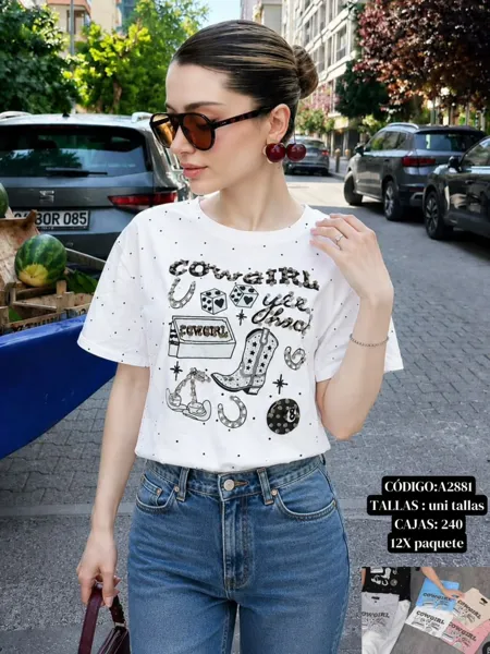 Playera estampada estilo Cowgirl-A2881