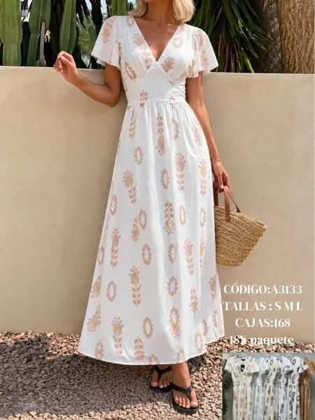 Vestido largo con estampado-A3133
