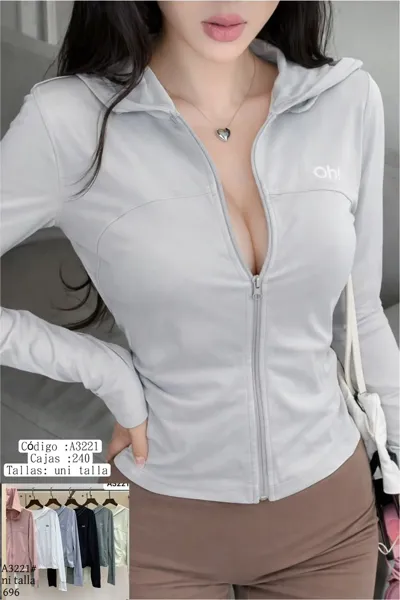 Sudadera con capucha y cremallera-A3221