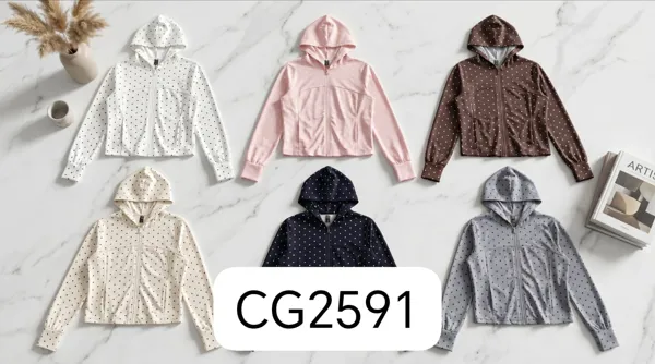 Sudadera con capucha y cierre de lunares-CG2591