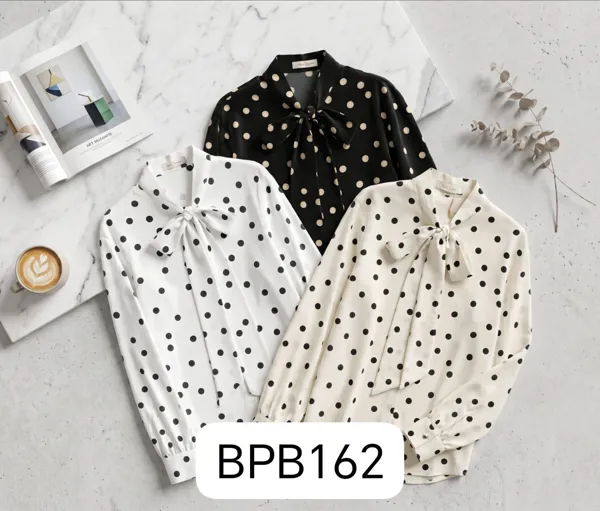 Blusa de lunares con lazo en el cuello-BPB162