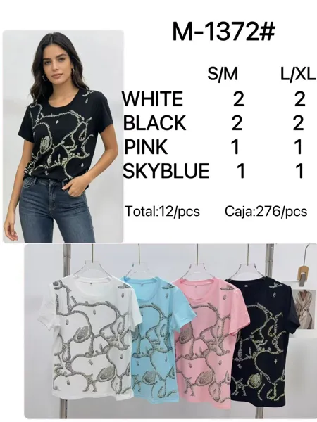 Playera de mujer con estampado abstracto-M-1372#