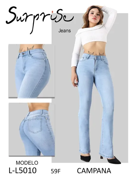Jeans de corte acampanado para mujer-L-L5010