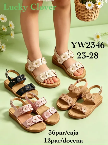 Sandalias para niña con diseño floral-YW2346