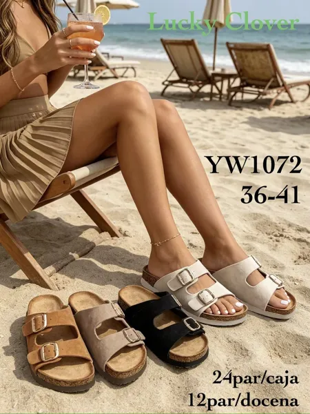 Sandalias de dos tiras con hebillas-YW1072