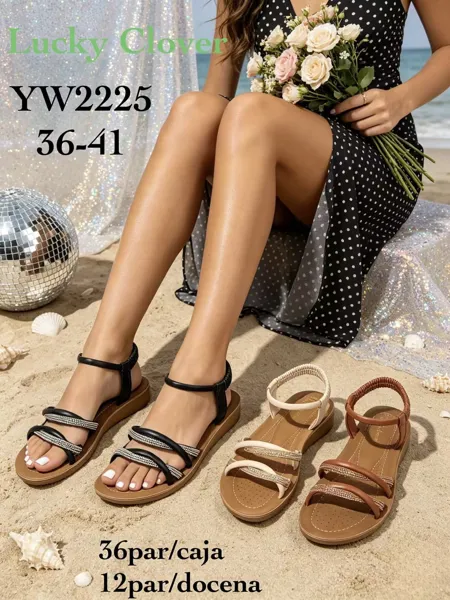 Sandalias de tiras con brillos-YW2225