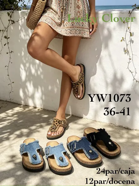 Sandalias de mujer de tiras con suela de corcho-YW1073