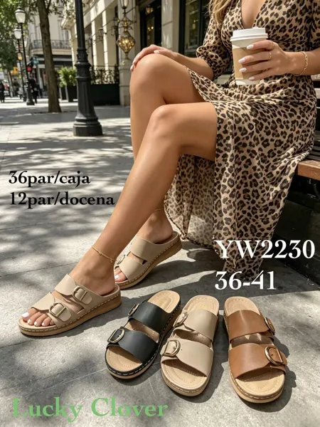 Sandalias planas con hebillas-YW2230