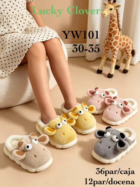 Pantuflas con diseño de animales-YW101