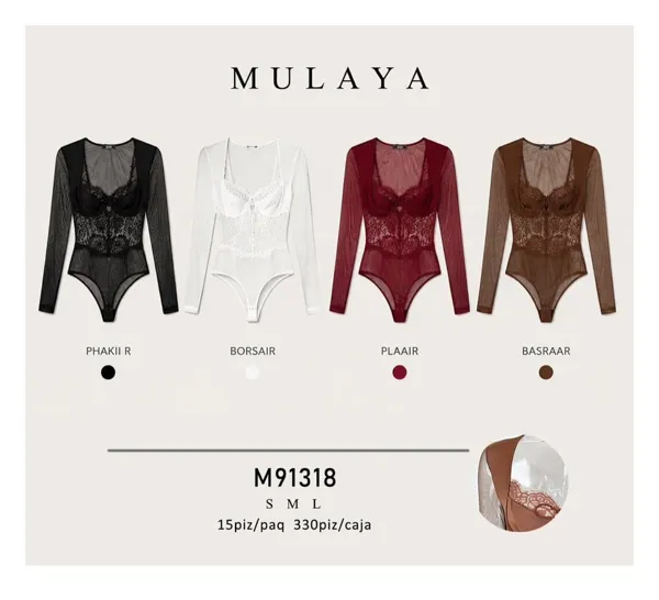 Bodysuit de encaje y malla