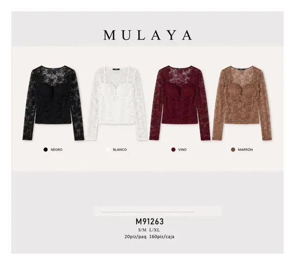 Blusa de encaje de manga larga