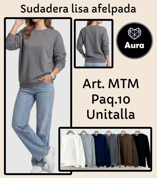 Sudadera lisa afelpada