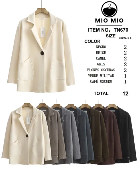 Saco de punto estilo blazer con un botón-TN670