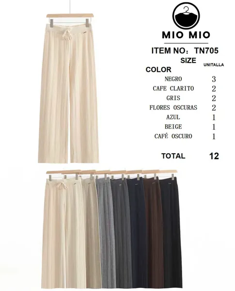 Pantalones plisados de pierna ancha-TN705