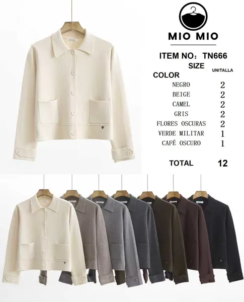 Saco con cuello, botones y bolsillos-TN666