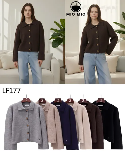 Cárdigan con cuello y botones-LF177