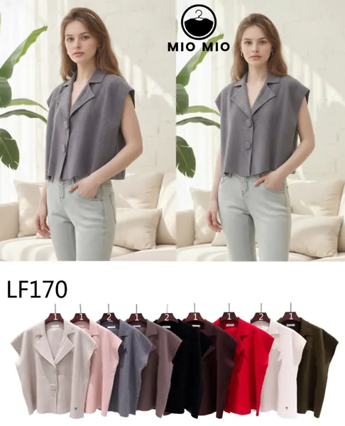 Chaleco de mujer con cuello y botones-LF170