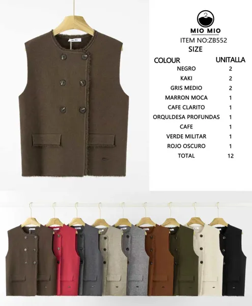 Chaleco con botones y bordes deshilachados-ZB552