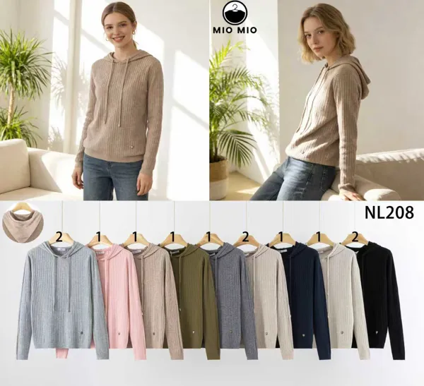 Sudadera con Capucha de Punto Acanalado-NL208