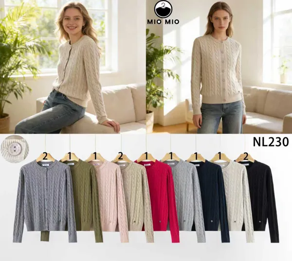 Suéter Cardigan de punto trenzado-NL230