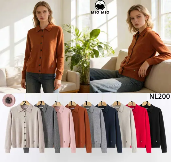 Cárdigan de punto con cuello y botones-NL200