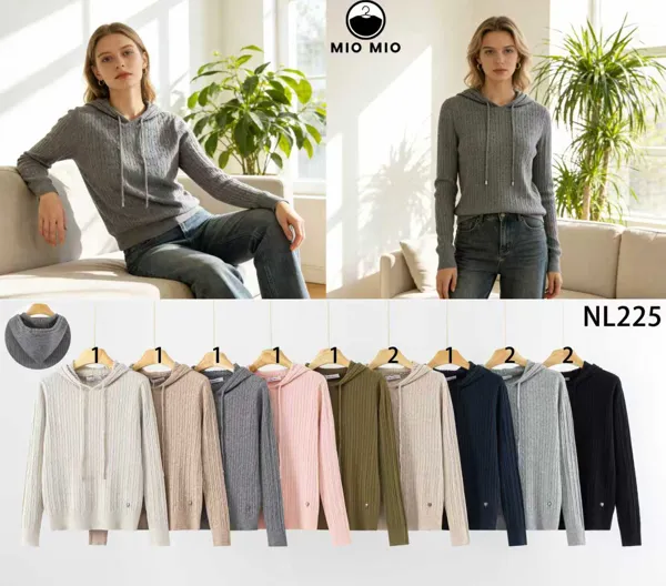 Sudadera de punto con capucha de cuello V-NL225