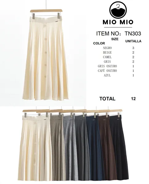 Falda plisada con botones-TN303