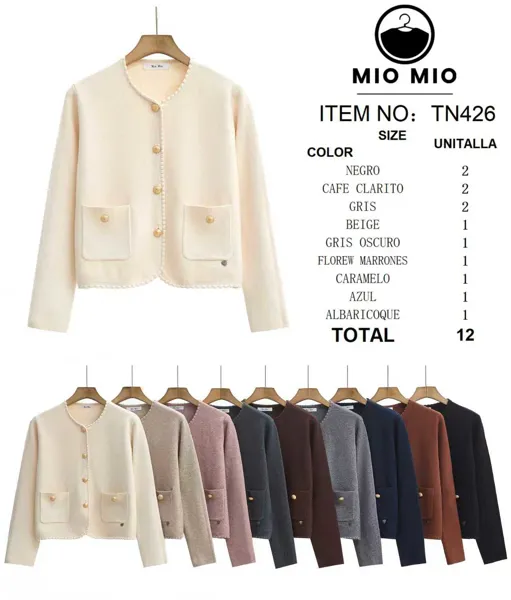 Cardigan de mujer con botones y bolsillos-TN426