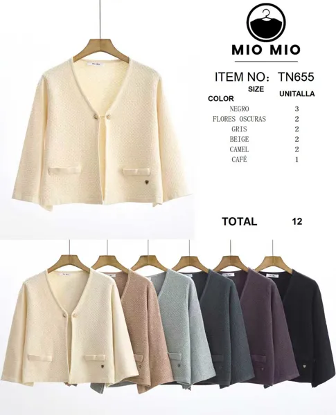 Suéter cardigan de punto con botones y bolsillos-TN655
